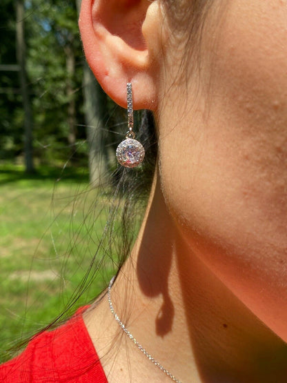 HarlemBling Real 925 Silver Diamond Ring Pendant Necklace Earrings Jewelry Set Wedding Girls