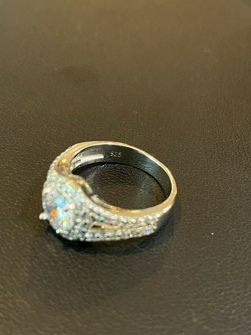 HarlemBling Real 925 Silver Diamond Ring Pendant Necklace Earrings Jewelry Set Wedding Girls