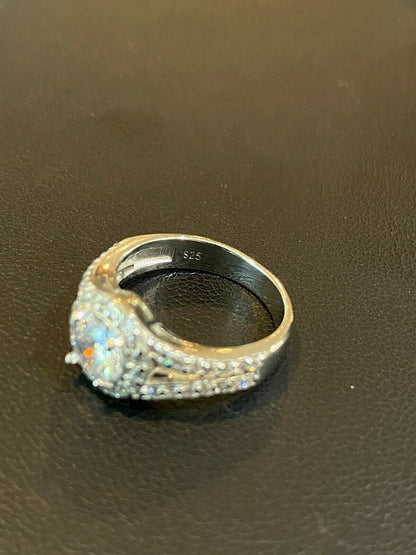 HarlemBling Real 925 Silver Diamond Ring Pendant Necklace Earrings Jewelry Set Wedding Girls