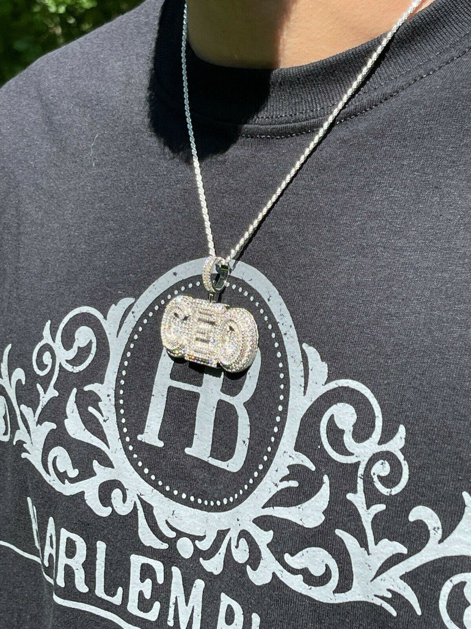 HarlemBling Real 925 Silver / Gold Large Iced Baguette Diamond CEO Big Boss Necklace Pendant