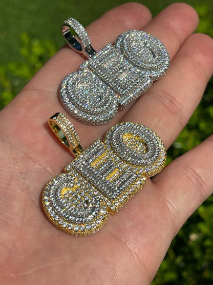 HarlemBling Real 925 Silver / Gold Large Iced Baguette Diamond CEO Big Boss Necklace Pendant
