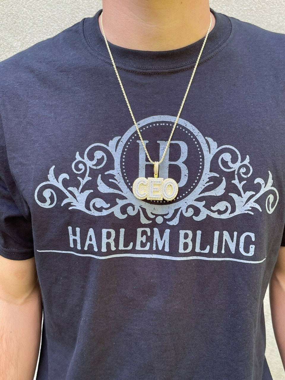 HarlemBling Real 925 Silver / Gold Large Iced Baguette Diamond CEO Big Boss Necklace Pendant