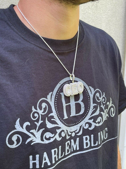 HarlemBling Real 925 Silver / Gold Large Iced Baguette Diamond CEO Big Boss Necklace Pendant
