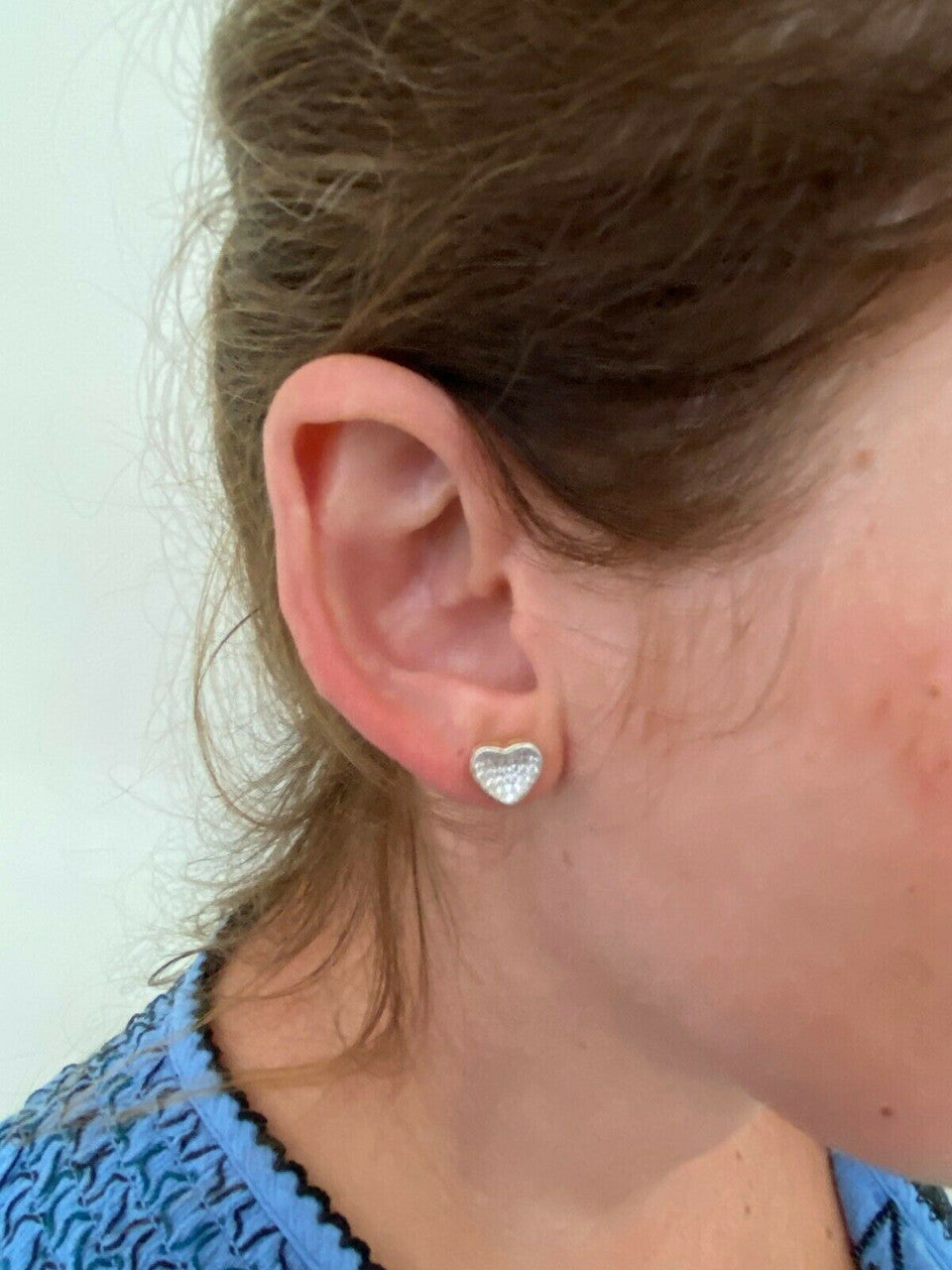 HarlemBling Real 925 Silver Heart Shaped Earrings Diamond Studs Iced Hip Hop Screw Backs