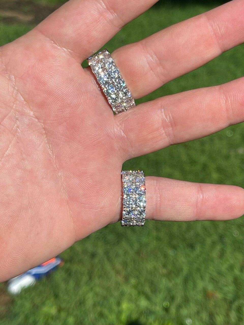 HarlemBling Real 925 Silver Hip Hop Iced Tennis 10mm Moissanite Ring - Passes Diamond Tester