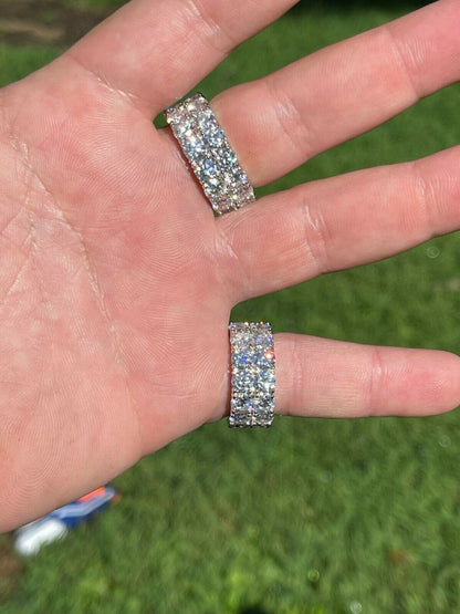 HarlemBling Real 925 Silver Hip Hop Iced Tennis 10mm Moissanite Ring - Passes Diamond Tester