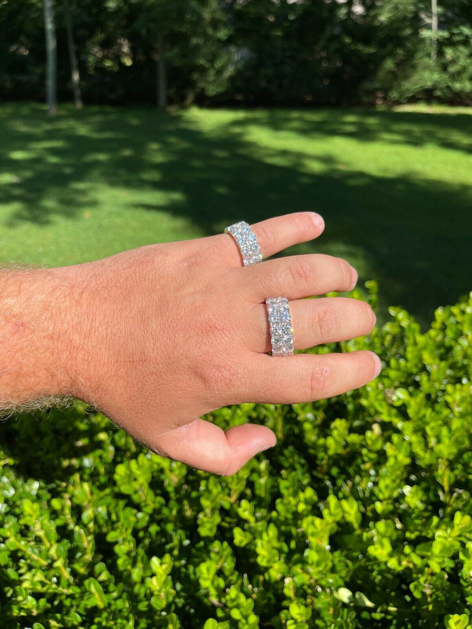 HarlemBling Real 925 Silver Hip Hop Iced Tennis 10mm Moissanite Ring - Passes Diamond Tester