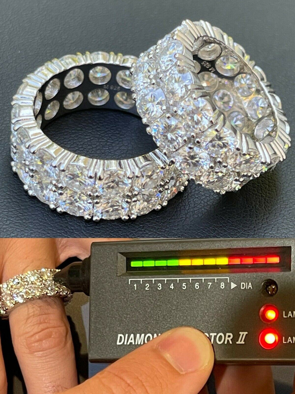 HarlemBling Real 925 Silver Hip Hop Iced Tennis 10mm Moissanite Ring - Passes Diamond Tester