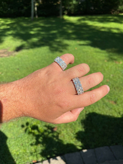 HarlemBling Real 925 Silver Hip Hop Iced Tennis 10mm Moissanite Ring - Passes Diamond Tester