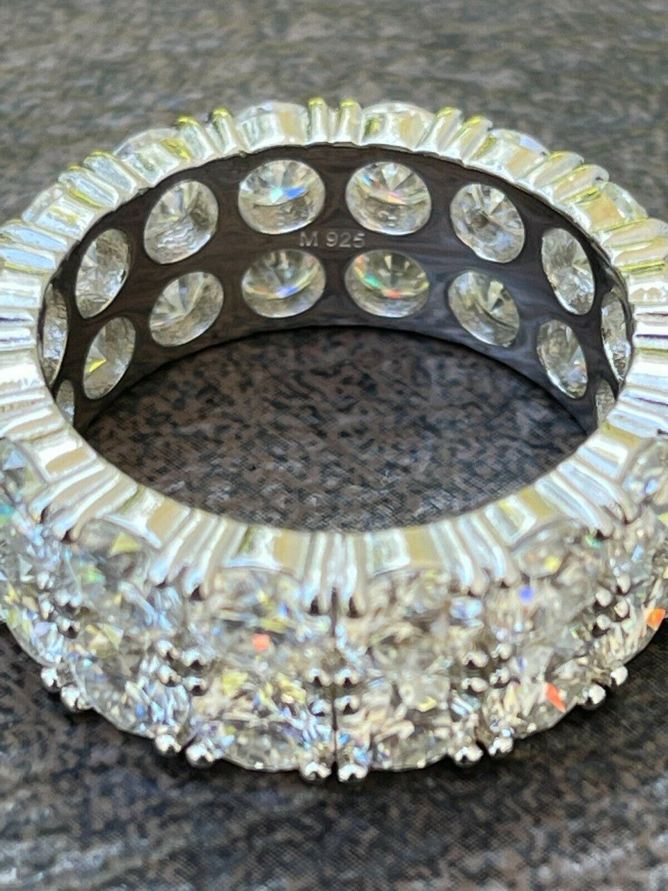 HarlemBling Real 925 Silver Hip Hop Iced Tennis 10mm Moissanite Ring - Passes Diamond Tester