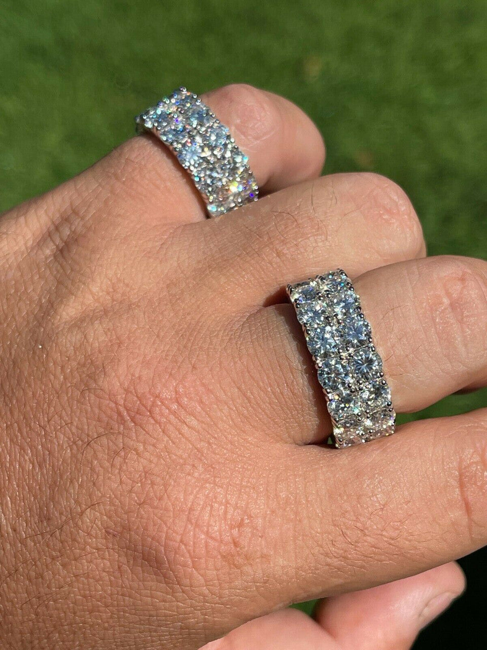 HarlemBling Real 925 Silver Hip Hop Iced Tennis 10mm Moissanite Ring - Passes Diamond Tester