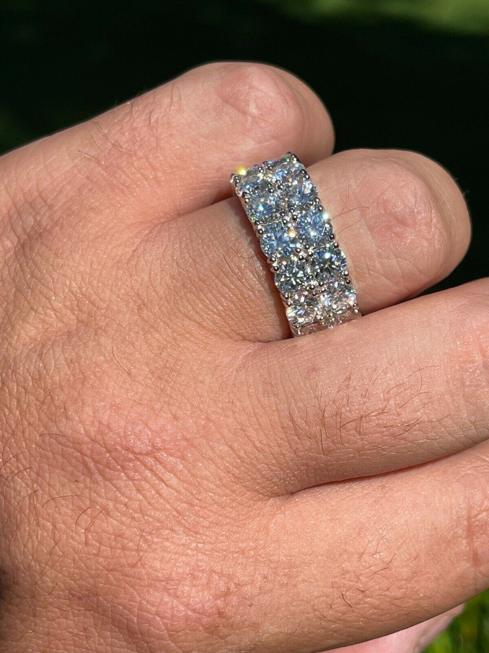 HarlemBling Real 925 Silver Hip Hop Iced Tennis 10mm Moissanite Ring - Passes Diamond Tester