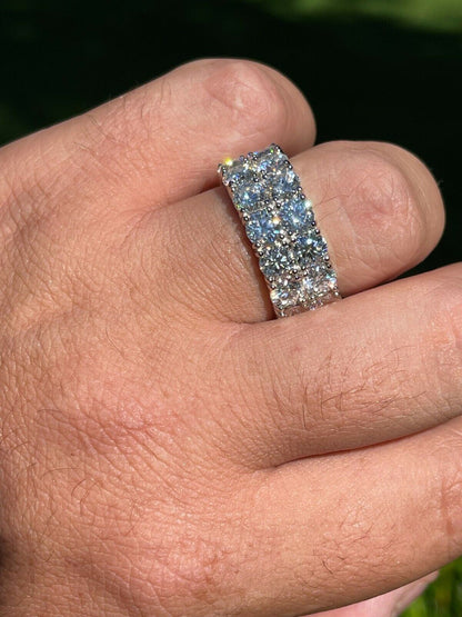 HarlemBling Real 925 Silver Hip Hop Iced Tennis 10mm Moissanite Ring - Passes Diamond Tester