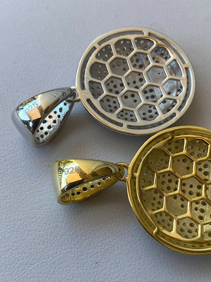 HarlemBling Real 925 Silver Hip Hop Pendant Necklace Iced Emoji Money Mouth Rich Money