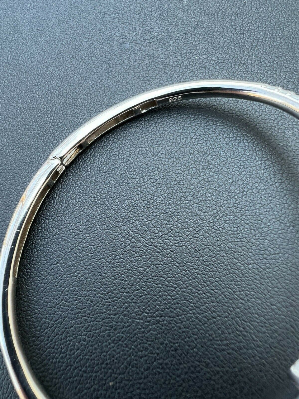 HarlemBling Real 925 Silver Iced Baguette Diamond Nail Bangle Bracelet 6-7.5 Mens Ladies