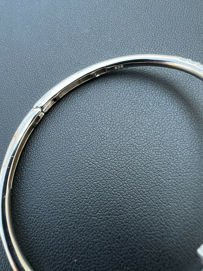 HarlemBling Real 925 Silver Iced Baguette Diamond Nail Bangle Bracelet 6-7.5 Mens Ladies