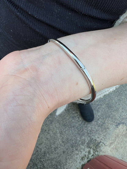 HarlemBling Real 925 Silver Iced Baguette Diamond Nail Bangle Bracelet 6-7.5 Mens Ladies