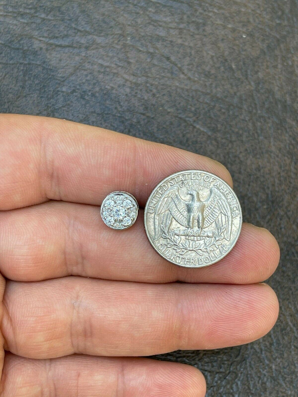 HarlemBling Real 925 Silver Iced Diamond Cluster Mens Ladies Hip Hop Earrings Large Studs