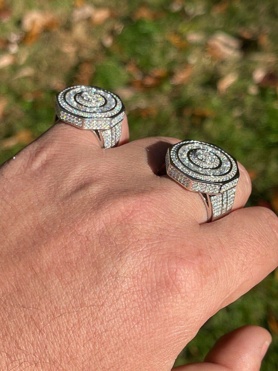 HarlemBling Real 925 Silver Iced Hip Hop 3.6ct Mens MOISSANITE RING Pass Diamond Test Pinky