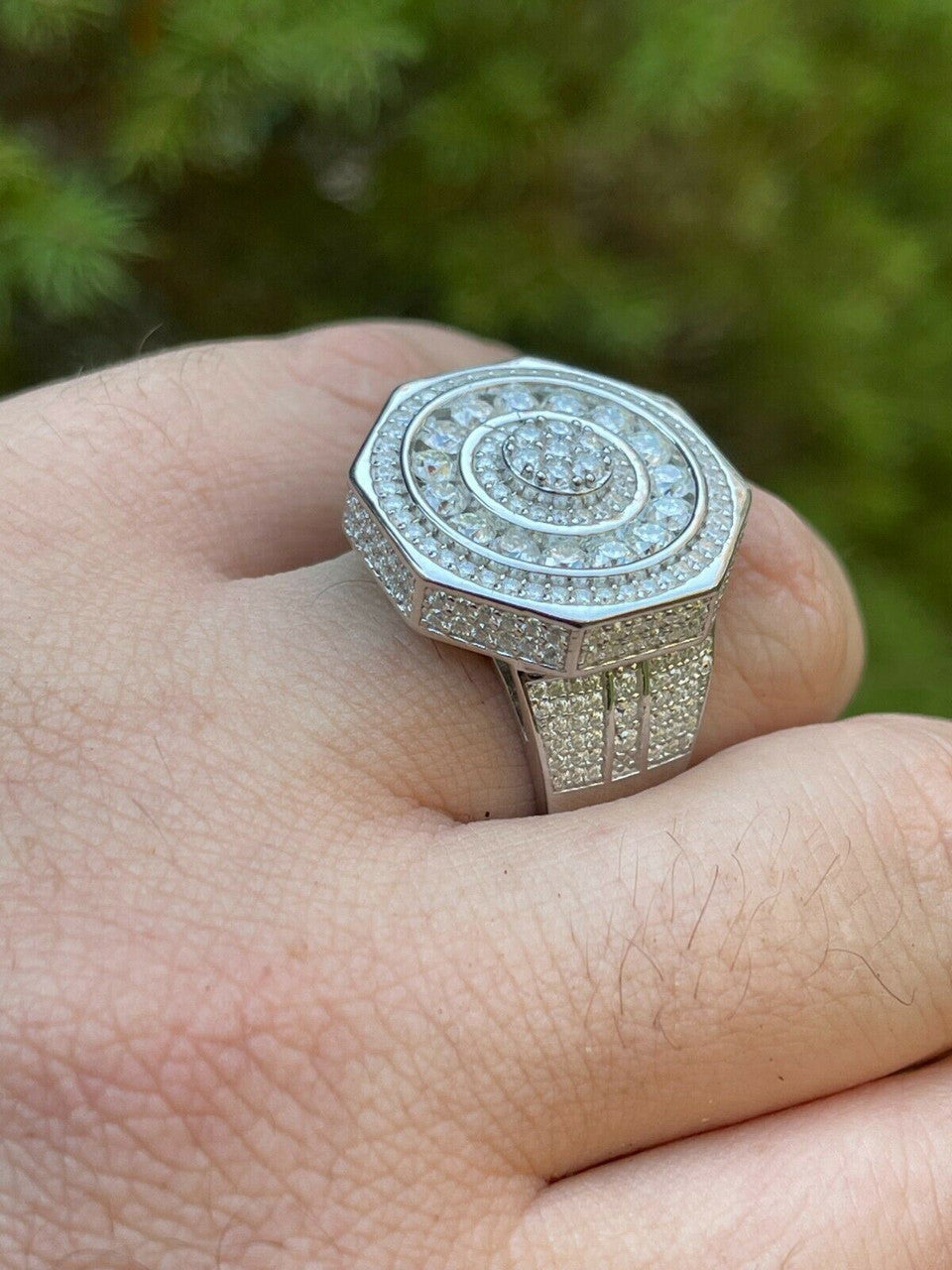 HarlemBling Real 925 Silver Iced Hip Hop 3.6ct Mens MOISSANITE RING Pass Diamond Test Pinky