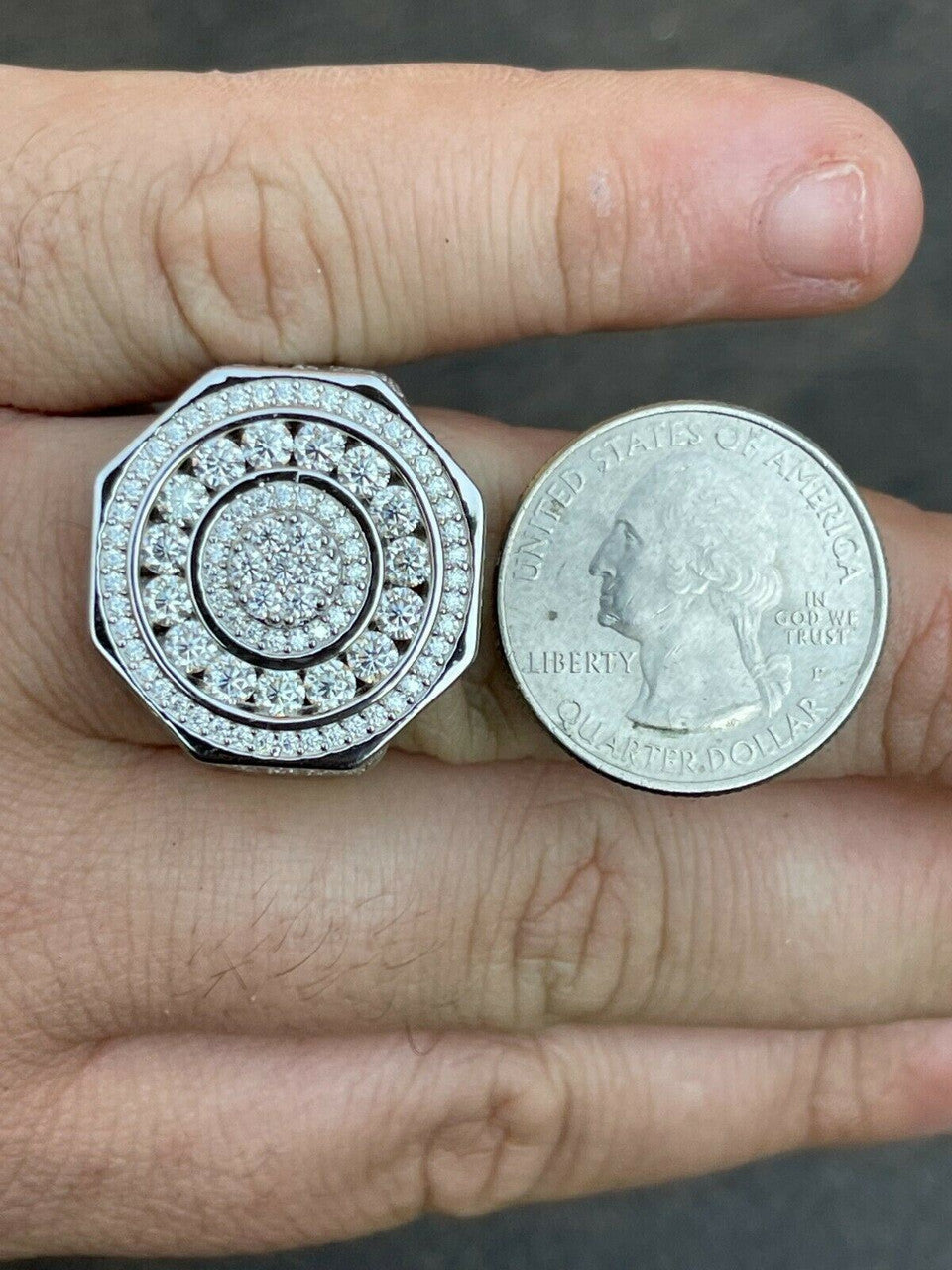 HarlemBling Real 925 Silver Iced Hip Hop 3.6ct Mens MOISSANITE RING Pass Diamond Test Pinky