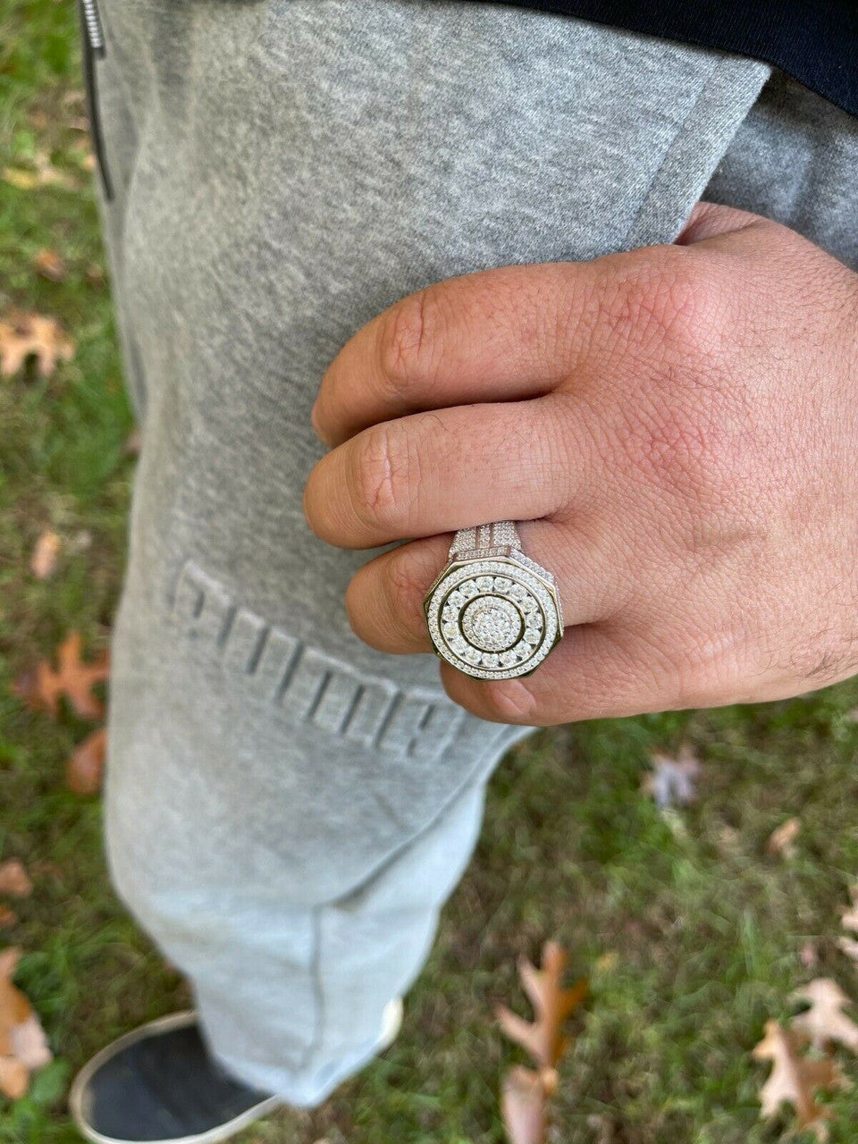 HarlemBling Real 925 Silver Iced Hip Hop 3.6ct Mens MOISSANITE RING Pass Diamond Test Pinky