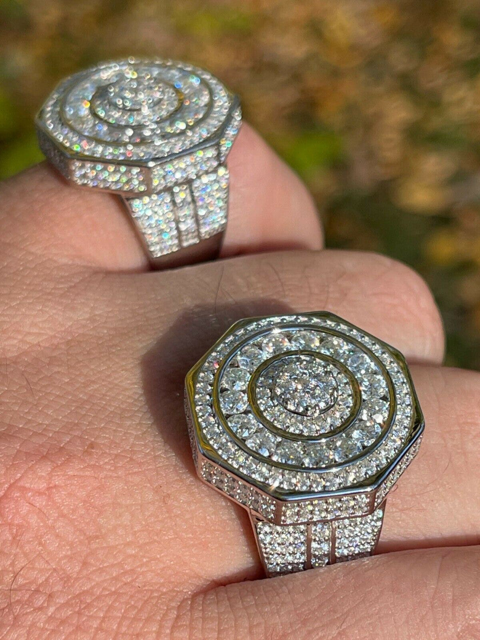 HarlemBling Real 925 Silver Iced Hip Hop 3.6ct Mens MOISSANITE RING Pass Diamond Test Pinky