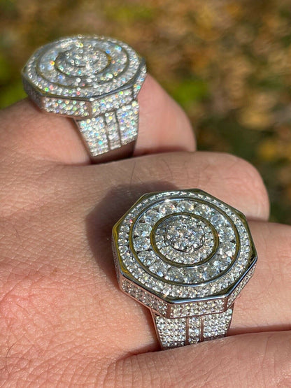 HarlemBling Real 925 Silver Iced Hip Hop 3.6ct Mens MOISSANITE RING Pass Diamond Test Pinky