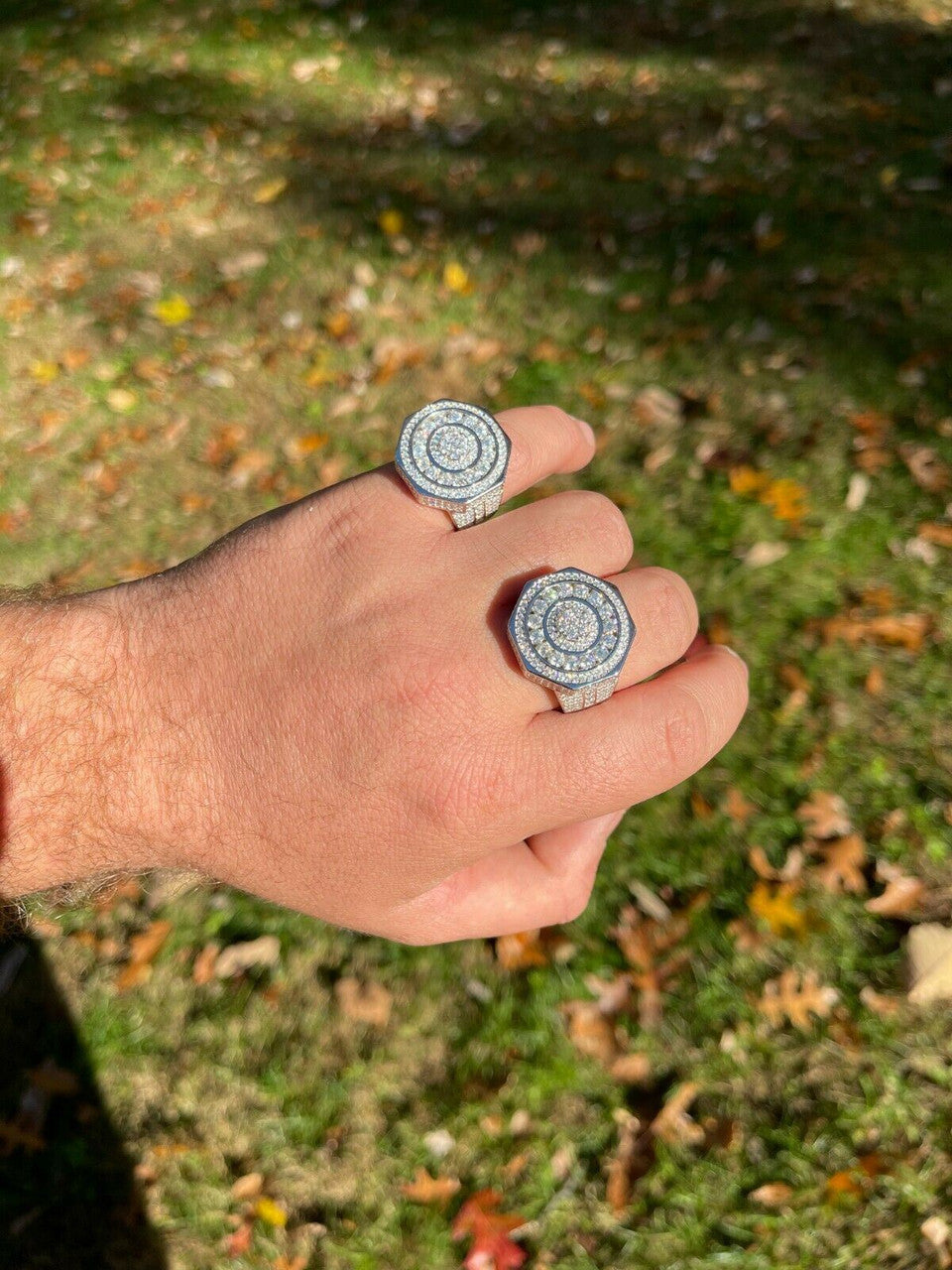 HarlemBling Real 925 Silver Iced Hip Hop 3.6ct Mens MOISSANITE RING Pass Diamond Test Pinky