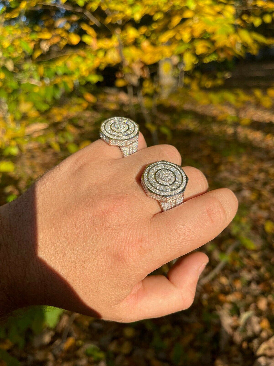 HarlemBling Real 925 Silver Iced Hip Hop 3.6ct Mens MOISSANITE RING Pass Diamond Test Pinky