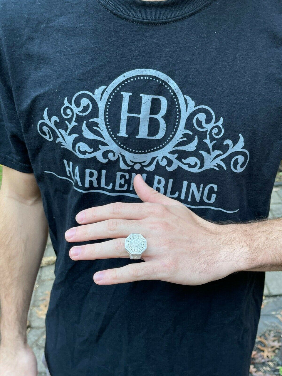 HarlemBling Real 925 Silver Iced Hip Hop 3.6ct Mens MOISSANITE RING Pass Diamond Test Pinky