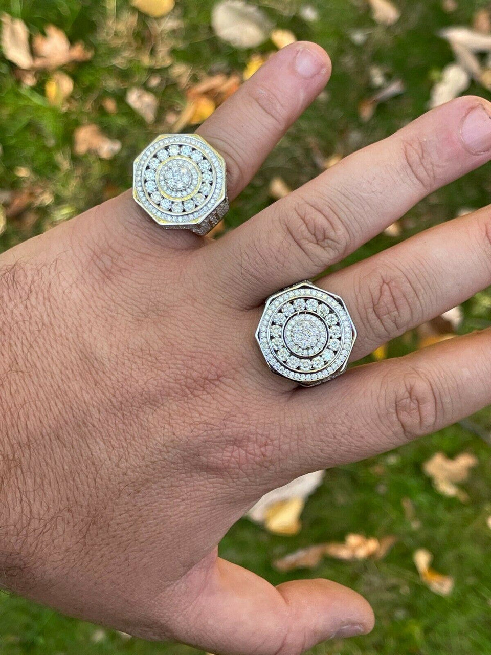 HarlemBling Real 925 Silver Iced Hip Hop 3.6ct Mens MOISSANITE RING Pass Diamond Test Pinky