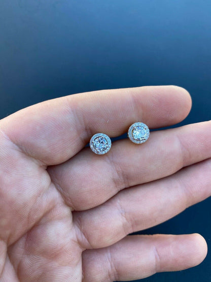 HarlemBling Real 925 Silver Iced Hip Hop Earrings Studs 1.2ct Moissanite - Pass Diamond Test