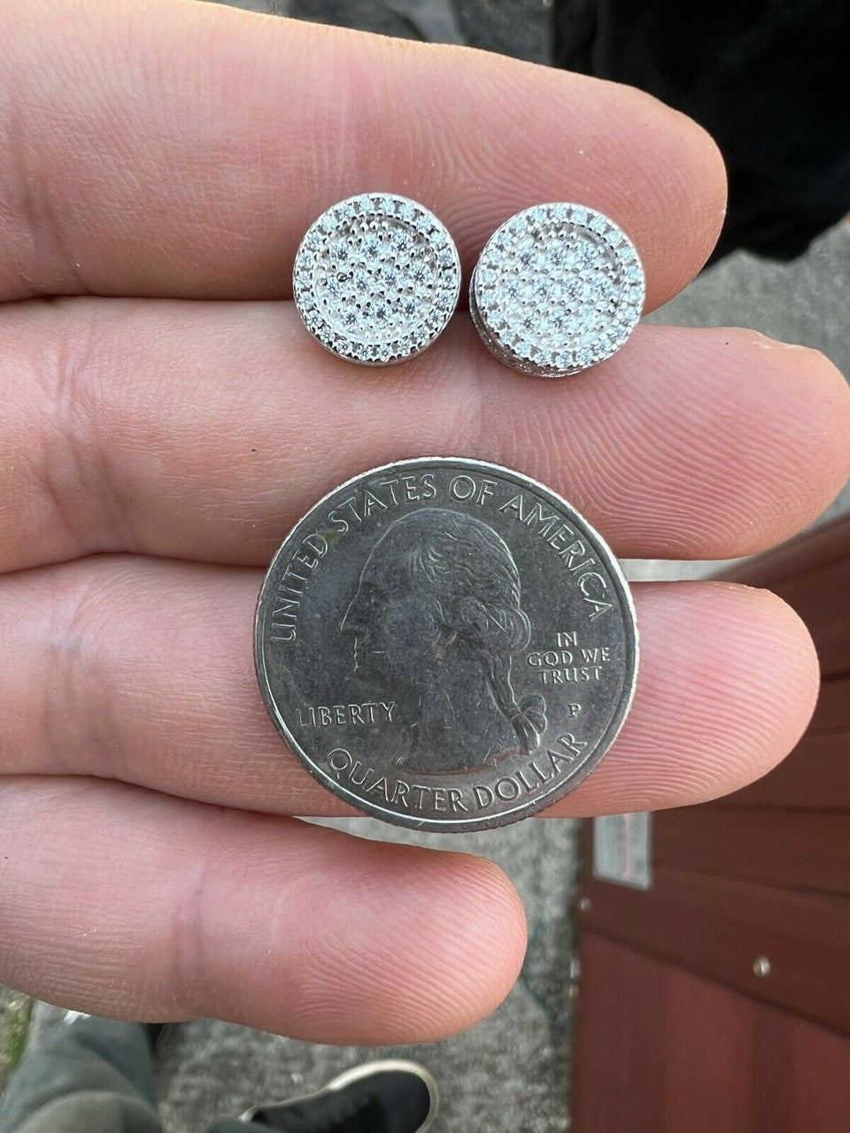 HarlemBling Real 925 Silver Iced Moissanite Hip Hop Round Earrings Studs Pass Diamond Tester