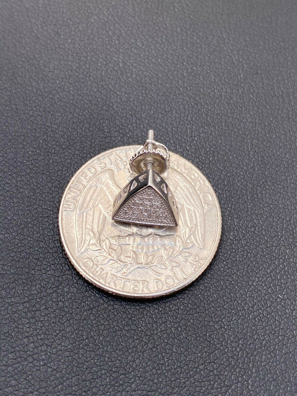 HarlemBling Real 925 Silver Iced Triangle Diamond Hip Hop Earrings Studs 10mm Mens Ladies