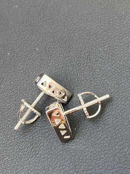 HarlemBling Real 925 Silver Iced Triangle Diamond Hip Hop Earrings Studs 10mm Mens Ladies
