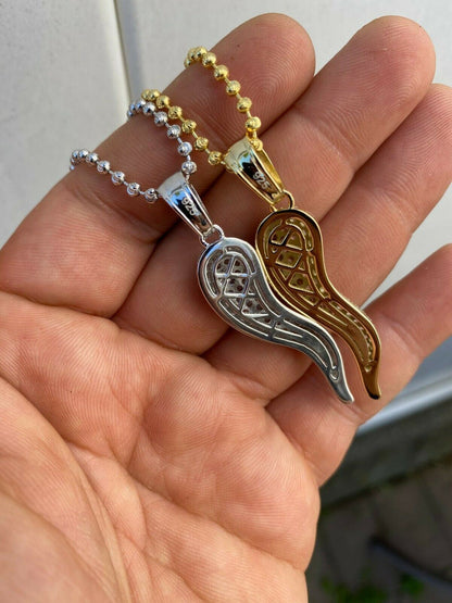 HarlemBling Real 925 Silver Large Cornicello Italian Horn Hip Hop Pendant Necklace Iced 2