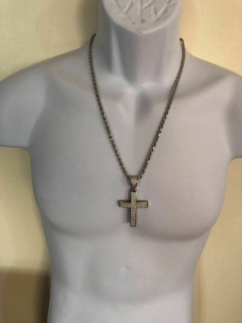 HarlemBling Real 925 Silver Large Iced Cross Pendant 2.5CT MOISSANITE Passes Diamond Tester