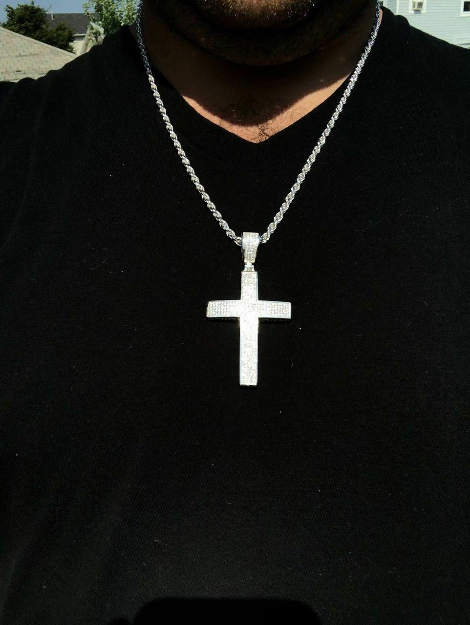 HarlemBling Real 925 Silver Large Iced Cross Pendant 2.5CT MOISSANITE Passes Diamond Tester