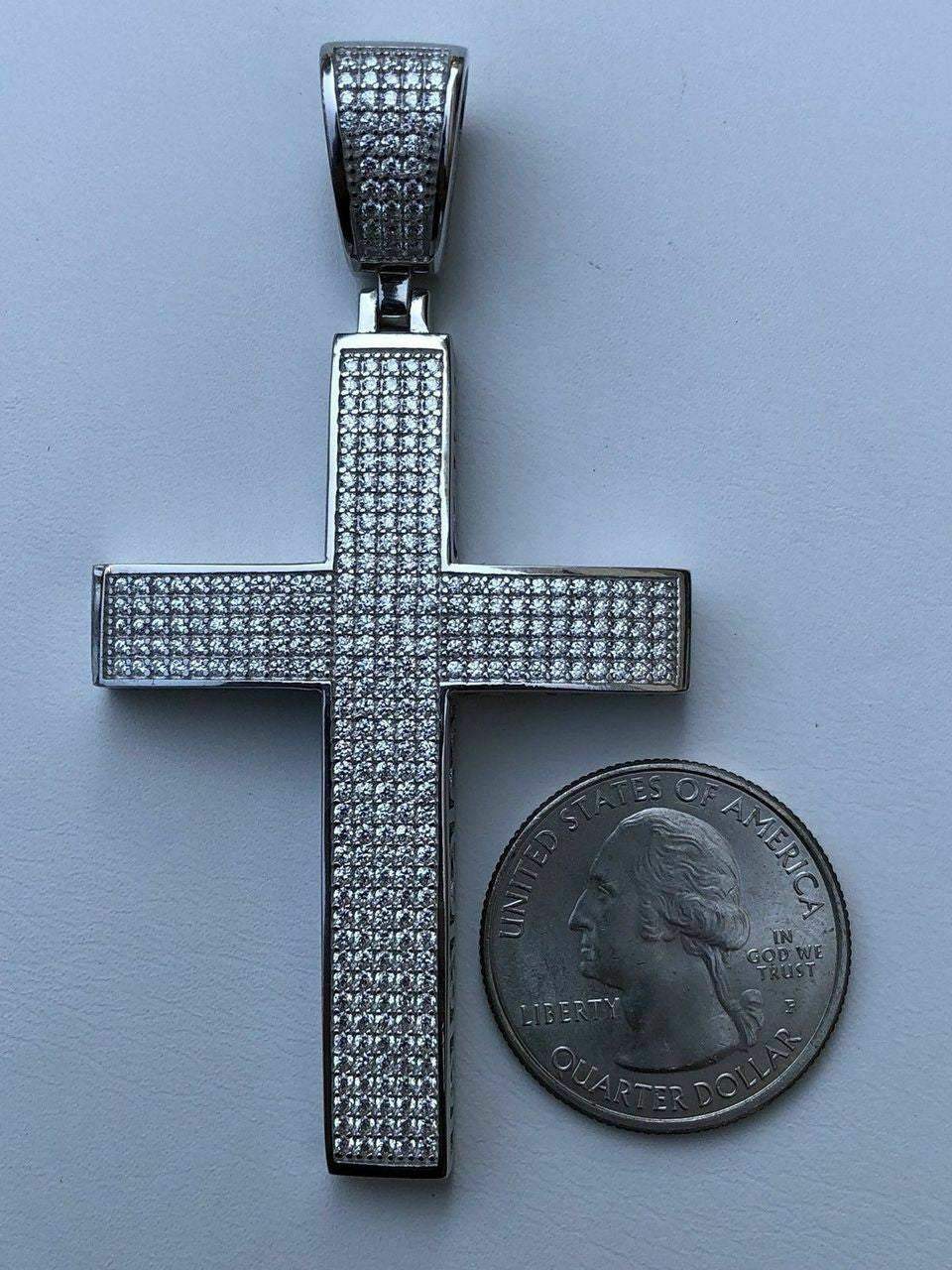 HarlemBling Real 925 Silver Large Iced Cross Pendant 2.5CT MOISSANITE Passes Diamond Tester