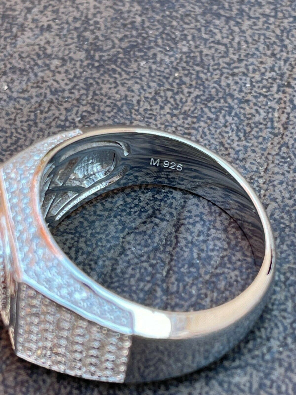 HarlemBling Real 925 Silver Mens Hip Hop Iced MOISSANITE Ring - Passes Diamond Tester W GRA