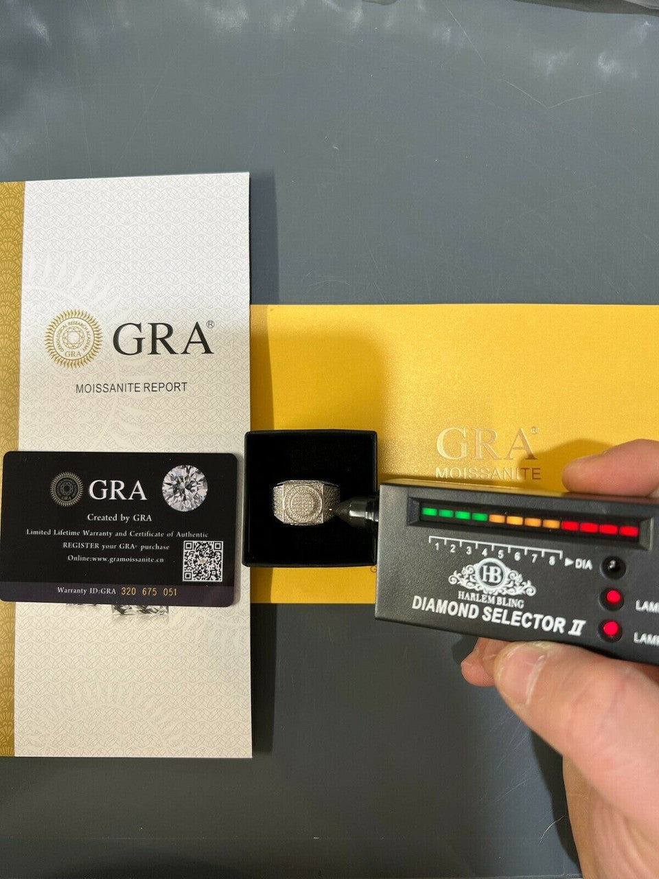 HarlemBling Real 925 Silver Mens Hip Hop Iced MOISSANITE Ring - Passes Diamond Tester W GRA