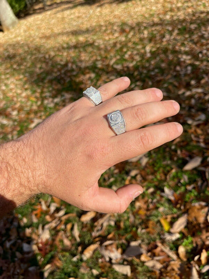 HarlemBling Real 925 Silver Mens Hip Hop Iced MOISSANITE Ring - Passes Diamond Tester W GRA