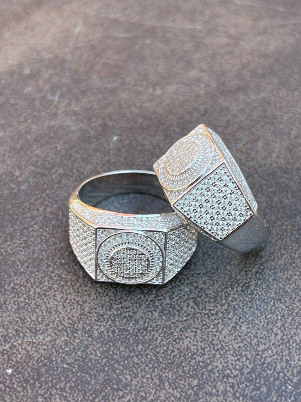 HarlemBling Real 925 Silver Mens Hip Hop Iced MOISSANITE Ring - Passes Diamond Tester W GRA