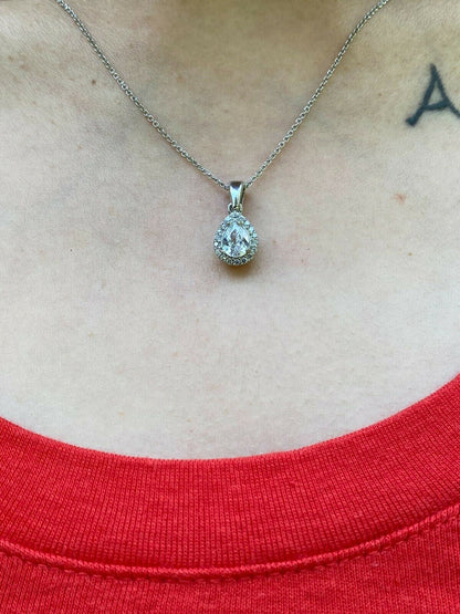 HarlemBling Real 925 Silver Pear Diamond Ring Pendant Necklace Earrings Jewelry Set Girls