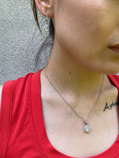 HarlemBling Real 925 Silver Pear Diamond Ring Pendant Necklace Earrings Jewelry Set Girls