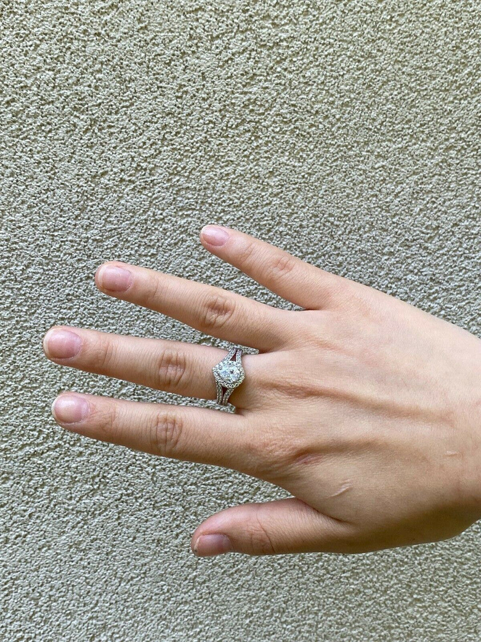 HarlemBling Real 925 Silver Pear Diamond Ring Pendant Necklace Earrings Jewelry Set Girls