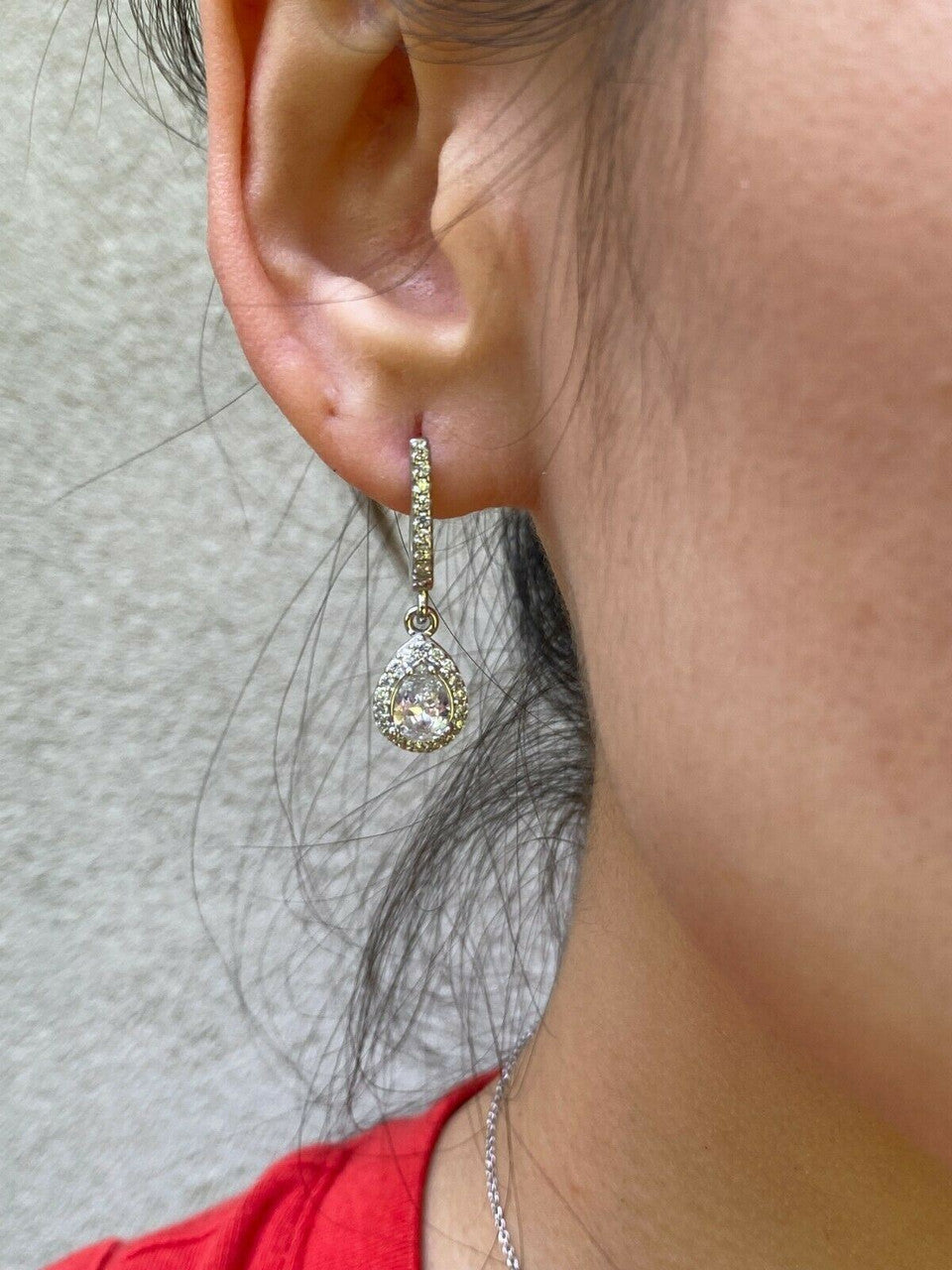 HarlemBling Real 925 Silver Pear Diamond Ring Pendant Necklace Earrings Jewelry Set Girls