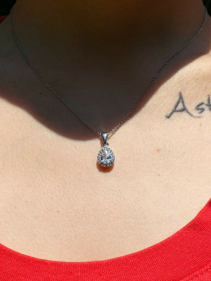 HarlemBling Real 925 Silver Pear Diamond Ring Pendant Necklace Earrings Jewelry Set Girls