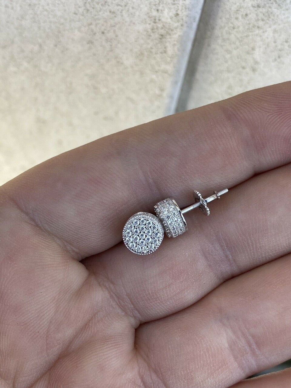 HarlemBling Real 925 Silver Round Earrings 2.6ct Moissanite Passes Diamond Tester Studs Iced